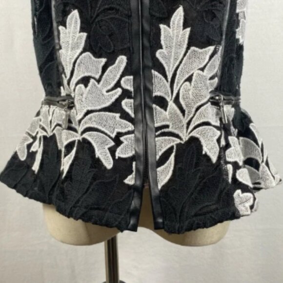 INC International Concepts | Black & White Lace Peplum Jacket | Women’s Medium - Picture 6 of 16